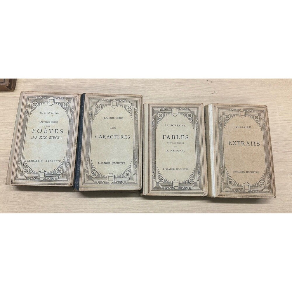 Set Of 4  Antique Books In French